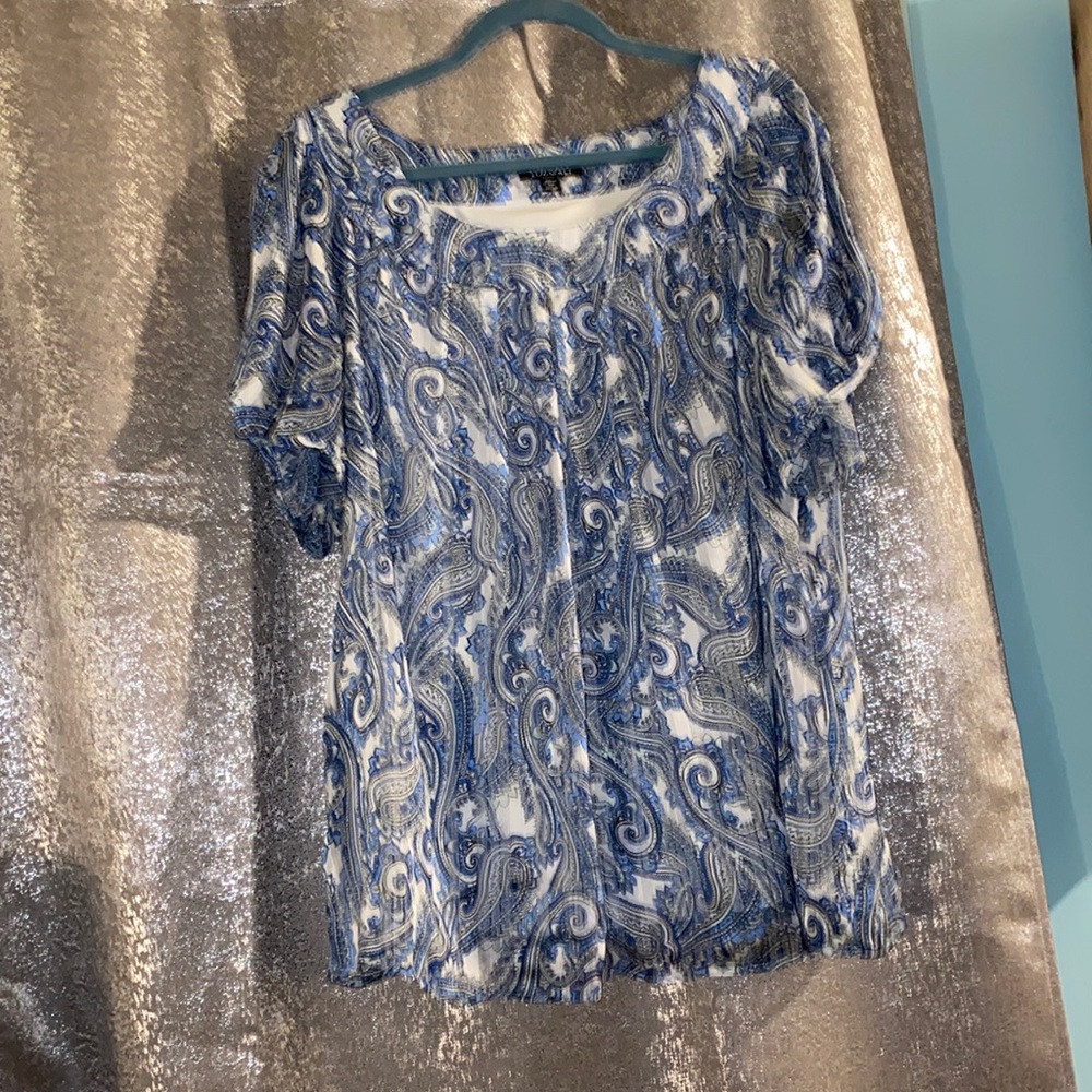 Blue, Paisley, peasant top